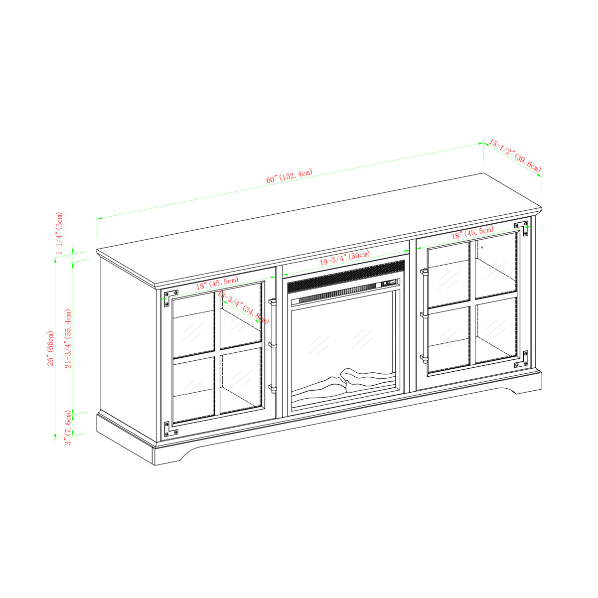 Gracie Oaks Dougan TV Stand for TVs up to 65" with Fireplace Included
